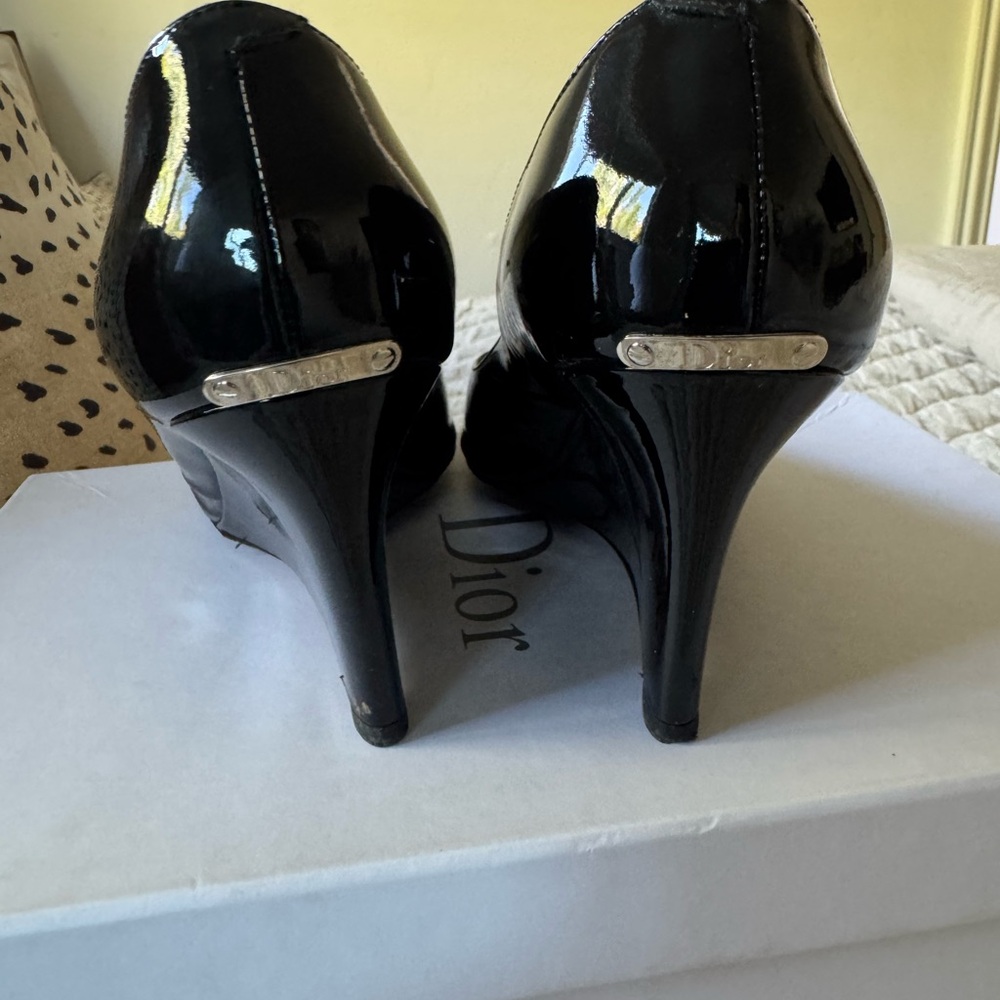 Dior Women's Black Peep-Toe wedges